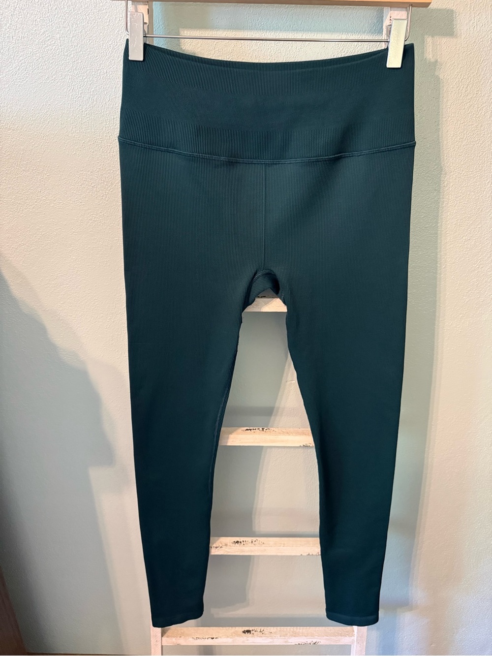 Alo Yoga Seamless High Waist Ribbed Athletic Leggings XS Midnight Green Women